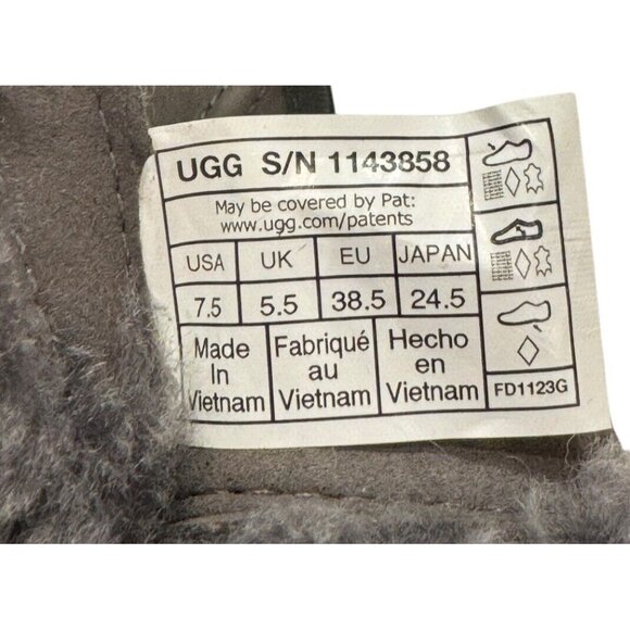 UGG 7.5 ASHTON ADDIE TIPPED SNOW BOOT GREY WATERPROOF FULL-GRAIN LEATHER WOMENS - Picture 7 of 13